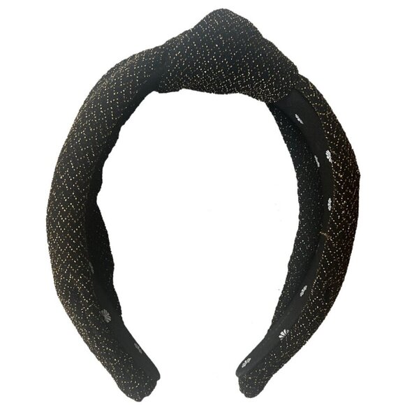 RARE Lele Sadoughi Black Gold Metallic Chevron Knotted Party Headband NWOT main image 5